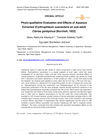 Phyto-qualitative evaluation and effects of aqueous extracted erythrophleum suaveolens on sub-adult Clarias gariepinus (Burchell, 1822)