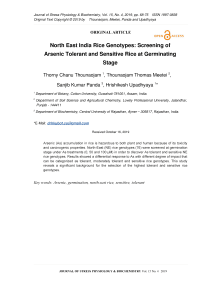 North East India rice genotypes: screening of arsenic tolerant and sensitive rice at germinating stage