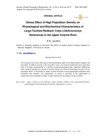 Стрессовое влияние высокой плотности населения на физиологические и биохимические характеристики крупнозернистых красных полевок (Clethrionomys rufocanus) в верховьях Колымы