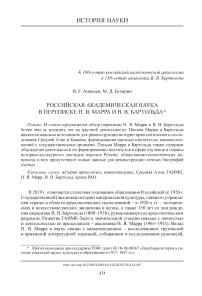 Российская академическая наука в переписке Н. Я. Марра и В. В. Бартольда