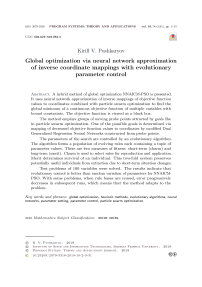 Global optimization via neural network approximation of inverse coordinate mappings with evolutionary parameter control