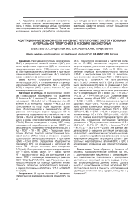 Адаптационные возможности основных регуляторных систем у больных артериальной гипертонией в условиях высокогорья