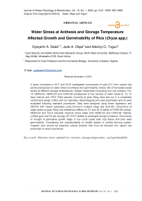 Water stress at anthesis and storage temperature affected growth and germinability of rice (Oryza spp.)