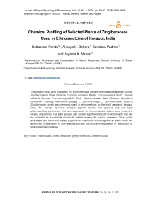 Chemical profiling of selected plants of Zingiberaceae used in Ethnomedicine of Koraput, India