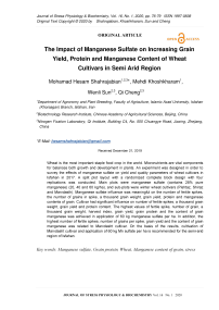 The impact of manganese sulfate on increasing grain yield, protein and manganese content of wheat cultivars in semi arid region