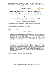 Chlorophyll, proximate and mineral composition of yam leaves grown under aeroponics and field systems