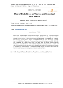 Effect of biotic stress on vitamins and nutrients of Ficus palmata