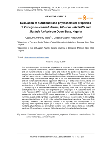 Evaluation of nutritional and phytochemical properties of Eucalyptus camaldulensis, Hibiscus sabdariffa and Morinda lucida from Ogun state, Nigeria