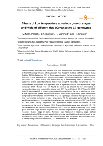 Effects of low temperature at various growth stages and yield of different rice (Oryza sativa L.) genotypes