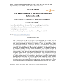 PCR based detection of insulin like protein from Dolichos lablab L