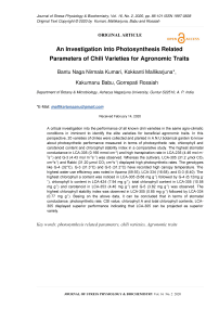 An investigation into photosynthesis related parameters of chili varieties for agronomic traits