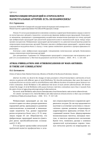 Фибрилляция предсердий и атеросклероз магистральных артерий: есть ли взаимосвязь?