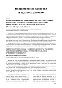 Применение вахтового метода работы в здравоохранении для решения кадрового дефицита в малых городах и сельских территориях Российской Федерации