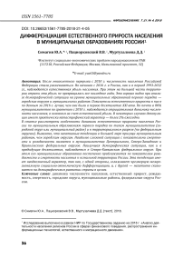 Дифференциация естественного прироста населения в муниципальных образованиях России