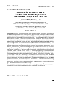 Трудоустройство выпускников: соответствие профессии и работы (на примере Свердловской области)