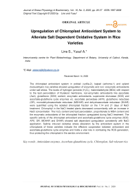 Upregulation of Chloroplast Antioxidant System to Alleviate Salt Dependent Oxidative System in Rice Varieties