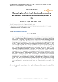 Elucidating the effect of salinity stress in enhancing the phenolic acid content in Rauwolfia Serpentina in vitro