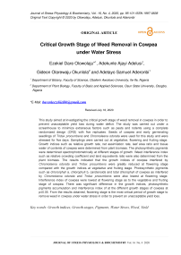 Critical Growth Stage of Weed Removal in Cowpea under Water Stress