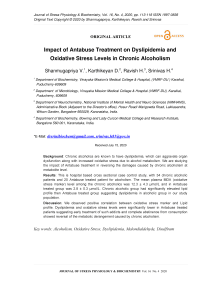 Impact of Antabuse Treatment on Dyslipidemia and Oxidative Stress Levels in Chronic Alcoholism
