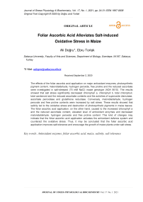 Foliar Ascorbic Acid Alleviates Salt-induced Oxidative Stress in Maize