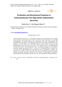 Purification and Biochemical Properties of Carboxylesterase from Saga Seeds (Adenanthera pavonina)