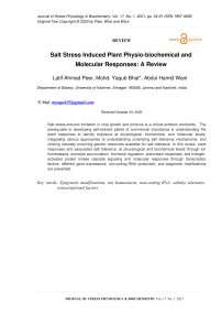 Salt Stress Induced Plant Physio-biochemical and Molecular Responses: A Review