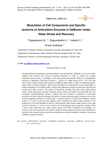 Modulation of Cell Components and Specific Isoforms of Antioxidant Enzymes in Safflower Under Water Stress and Recovery