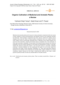 Organic Cultivation of Medicinal and Aromatic Plants: a Review