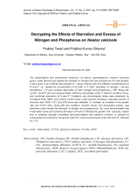 Decrypting the Effects of Starvation and Excess of Nitrogen and Phosphorus on Nostoc calcicola