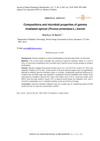 Compositions and microbial properties of gamma irradiated apricot (Prunus armeniaca L.) kernel