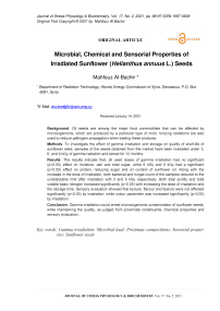 Microbial, Chemical and Sensorial Properties of Irradiated Sunflower (Helianthus annuus L.) Seeds