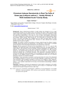 Chromium Induces Genotoxicity in Root Tip Cells of Grass pea (Lathyrus sativus L., Variety Nirmal): A ROS-mediated Acute Toxicity Study