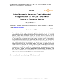 Role of Arbuscular Mycorrhizal Fungi in Biological Nitrogen Fixation and Nitrogen Transfer from Legume to Companion Species