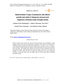 Determination if type of potassium salt affects growth and yield of Capsicum annuum and Capsicum chinense under drought stress