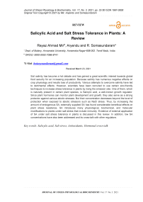 Salicylic Acid and Salt Stress Tolerance in Plants: A Review