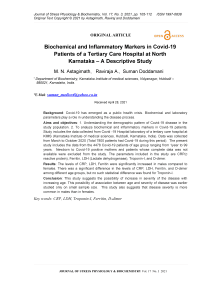 Biochemical and Inflammatory Markers in Covid-19 Patients of a Tertiary Care Hospital at North Karnataka – A Descriptive Study