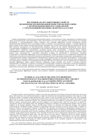 Численный анализ эффективных свойств неоднородно поляризованной пористой пьезокерамики с легированными никелем стенками пор с учетом влияния объемных долей металла и пор