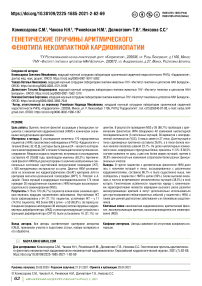 Генетические причины аритмического фенотипа некомпактной кардиомиопатии