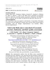 Soils in the bulia micro watershed of Gorontalo province, Indonesia, and their quality assessment