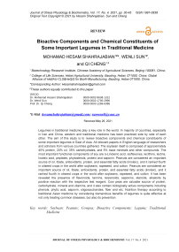 Bioactive Components and Chemical Constituents of Some Important Legumes in Traditional Medicine