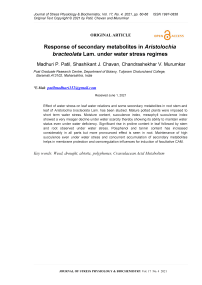 Response of secondary metabolites in Aristolochia bracteolata Lam. under water stress regimes