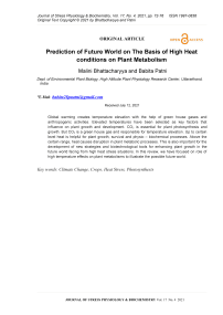 Prediction of Future World on The Basis of High Heat conditions on Plant Metabolism