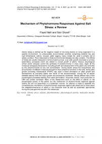 Mechanism of Phytohormone Responses Against Salt Stress: a Review