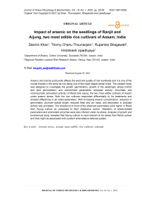Impact of arsenic on the seedlings of Ranjit and Aijung, two most edible rice cultivars of Assam, India