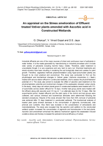 An appraisal on the stress amelioration of effluent treated vetiver plants amended with ascorbic acid in constructed wetlands