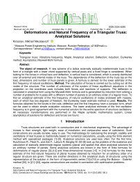 Deformations and natural frequency of a triangular truss: analytical solutions