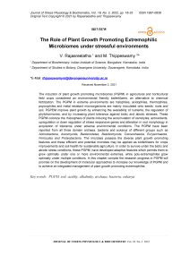 The role of plant growth promoting extremophilic microbiomes under stressful environments