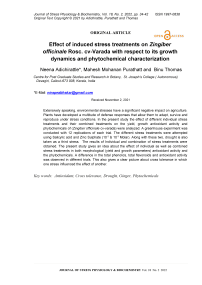 Effect of induced stress treatments on Zingiber officinale rosc. Cv-Varada with respect to its growth dynamics and phytochemical characterization
