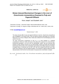 Stress induced biochemical changes in the liver of Oreochromis mossambicus exposed to pulp and papermill effluent