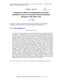 Antagonistic effects of Andrographis paniculata methalonic extract on chromium-induced membrane damage in male Albino rats